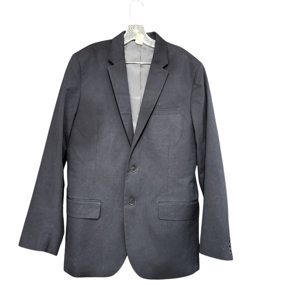 Gap Mens Blazer Jacket Black Cotton Pinstripe Two Button Sport Coat Size L